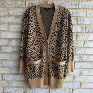 J. Crew Long Sleeve V-Neck Button Front Animal Print Cardigan Sweater Size S.